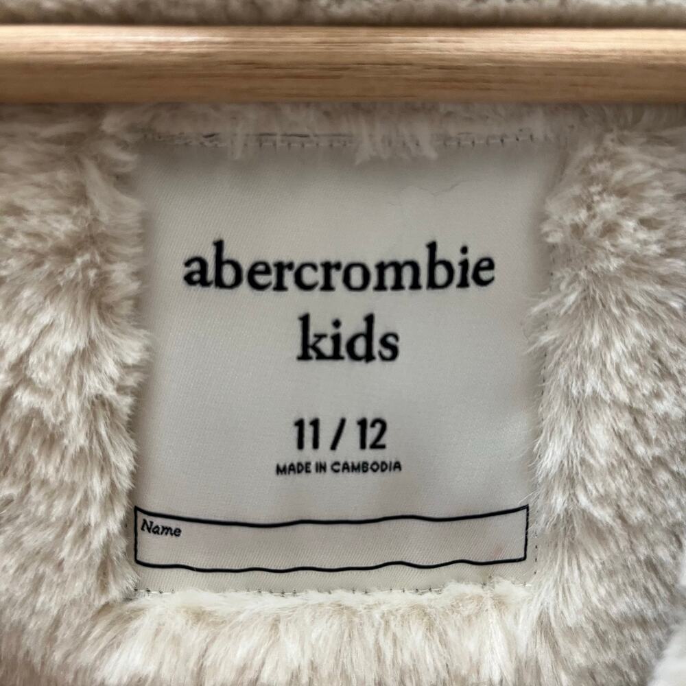 Abercrombie Kids Faux Shearling Aviator Jacket Tan Sherpa Lined 11/12 - Picture 5 of 8